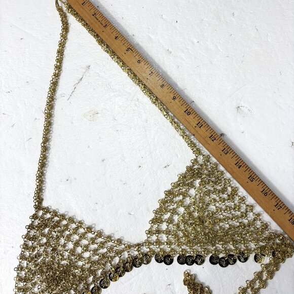 Belly Dance Gold Metal Boho Bra Y2K  NWT NOS - Picture 12 of 15